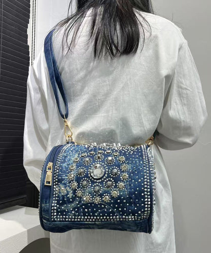 Blue Rivet Zircon Denim Tote Handbag