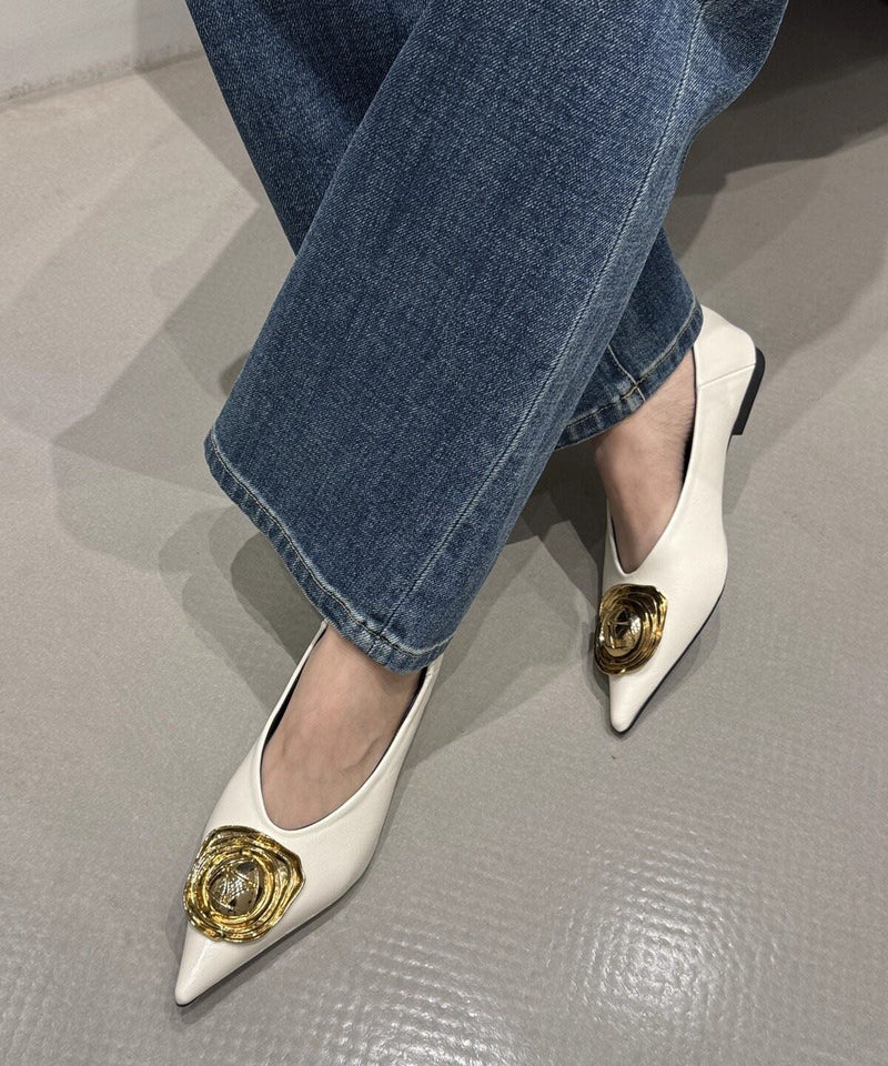 Black Faux Leather Boutique Splicing Flat Feet Shoes Pointed Toe