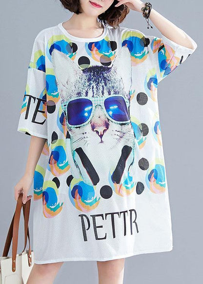 White Graphic Print Dress Summer