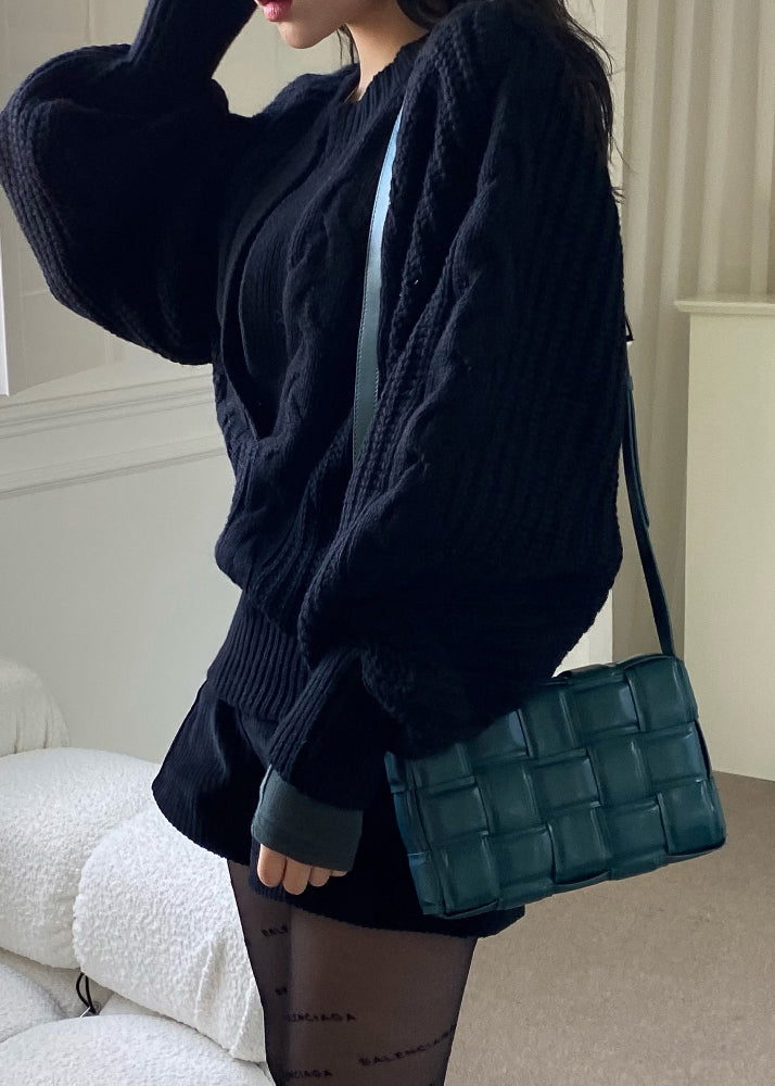 Brief White O-neck Cozy Cable Knit Sweaters Long Sleeve