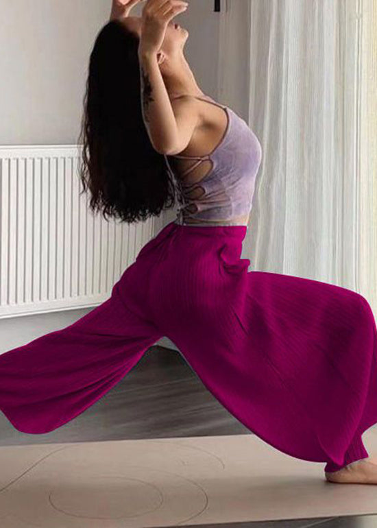Blue Pockets Elastic Waist Cotton Lantern Pants Summer