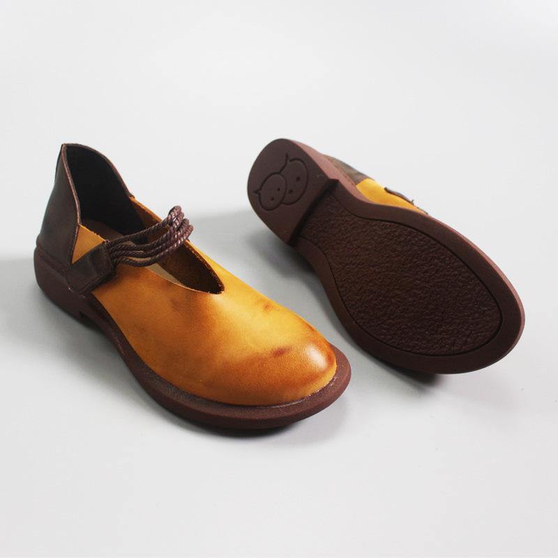 Blue Flat Shoes for Genuine Leather Splicing Flats