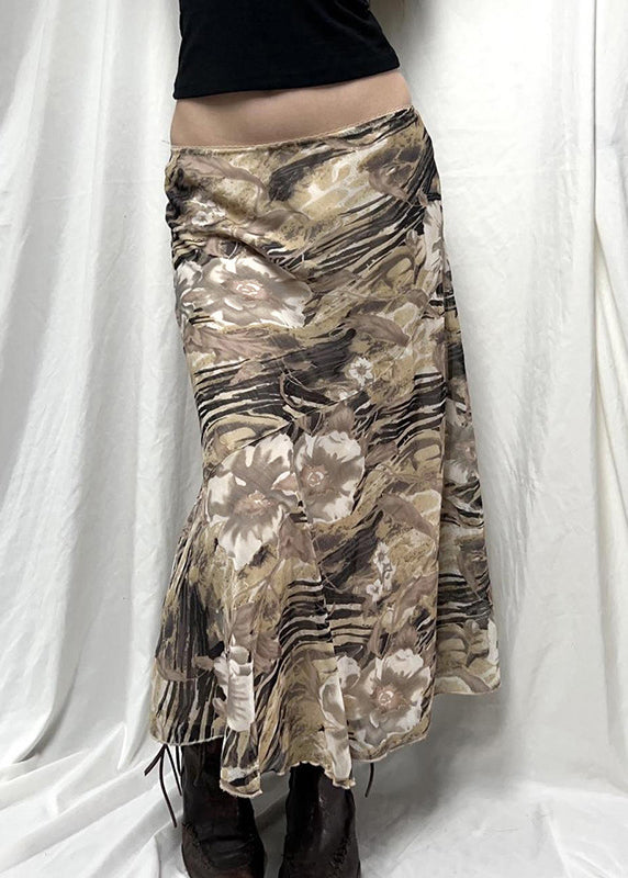 Print High Waist Cotton Skirt Summer