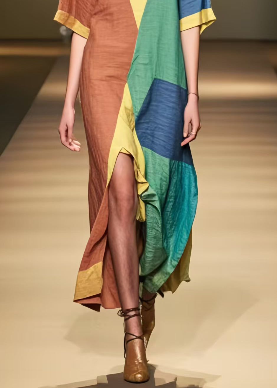 Asymmetrical Design Side Open Cotton Ankle Dresses Summer