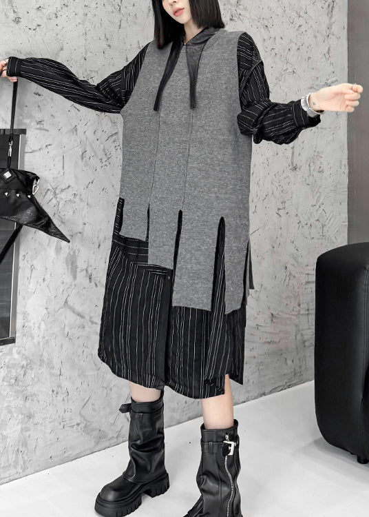 Style Grey O-neck Asymmetrical Knit Vest Sleeveless