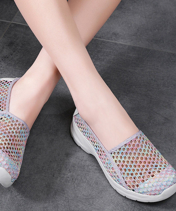 Soft Multicolour Hollow Out Flat Shoes for Knit Fabric
