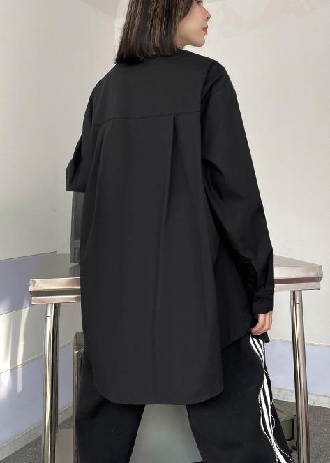 Art Black Clothes for Lapel False Two Pieces Loose Spring Blouse