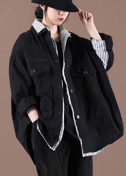 Black Pockets Coat Spring