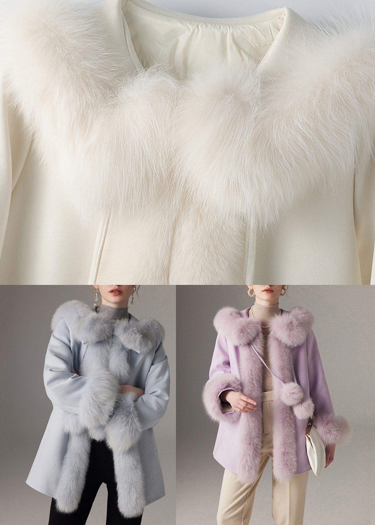 Blue Fox Collar Fine Patchwork Cotton Filled Coat Batwing Sleeve