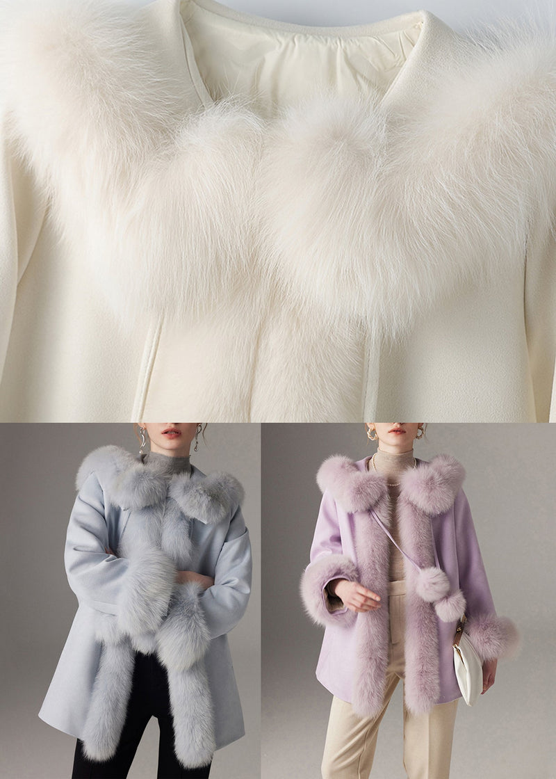 Blue Fox Collar Fine Patchwork Cotton Filled Coat Batwing Sleeve