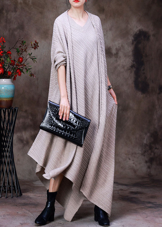 Apricot Asymmetrical Design Knit Wool Cardigan Long Sleeve