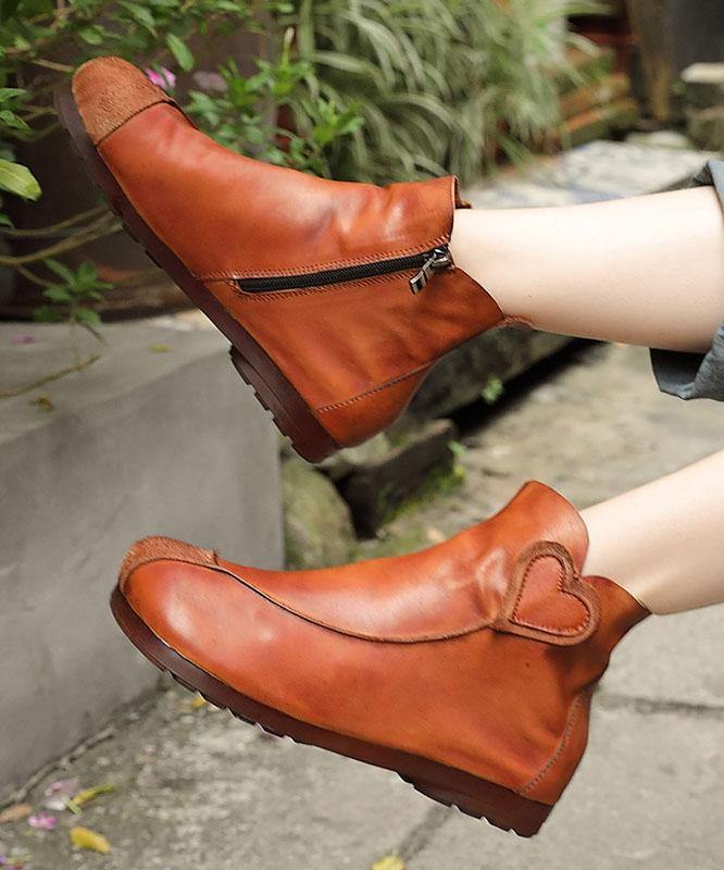 Brown Boots Cowhide Leather Boutique Splicing Ankle Boots