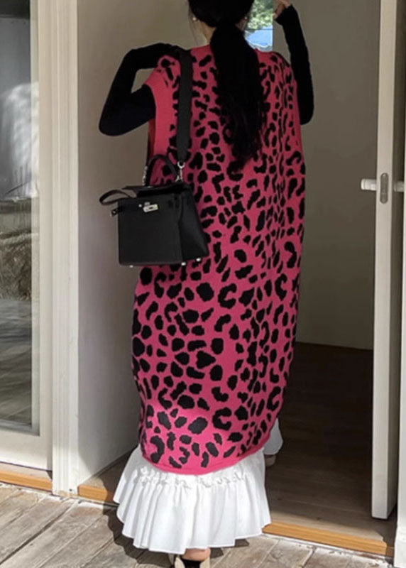 Rose V Neck Print Cotton Knit Long Dresses Fall