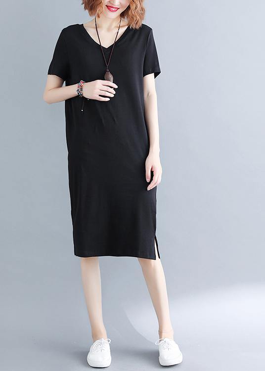 Black Side Open Cotton Summer Dresses