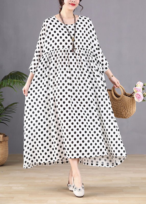 White O-neck Patchwork Maxi Dresses Spring