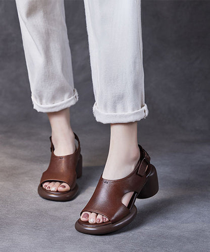 Black Cowhide Leather Buckle Strap Sandals
