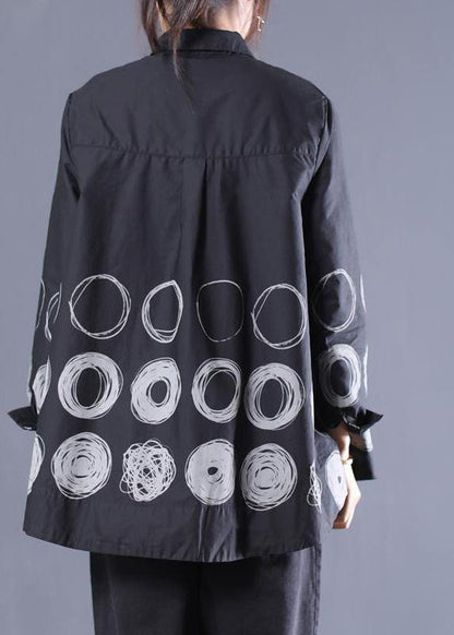 Diy Patchwork Shirts Black Dotted Blouses