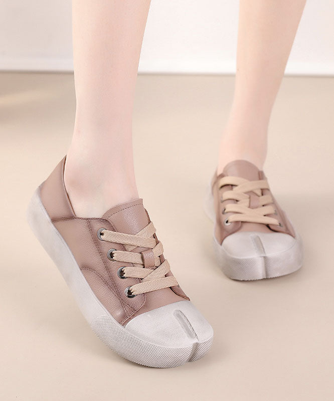 Green Flat Shoes Cowhide Leather Art Cross Strap Flat Shoes for