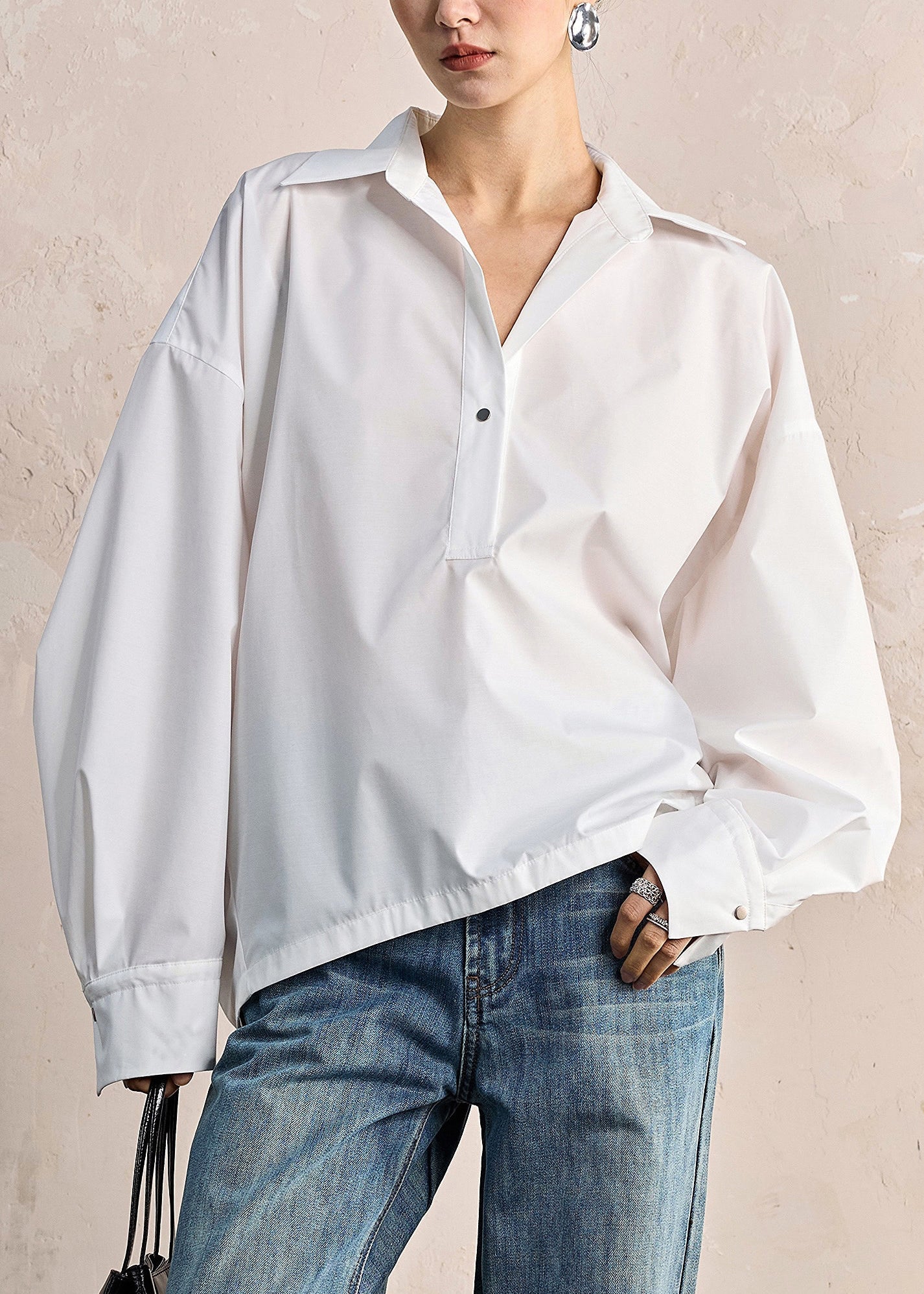 White Peter Pan Collar Button Cotton Shirt Fall