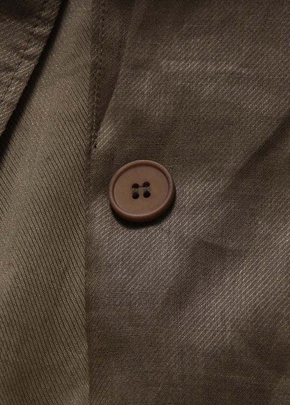 Khaki Ramie Patchwork Button Coat
