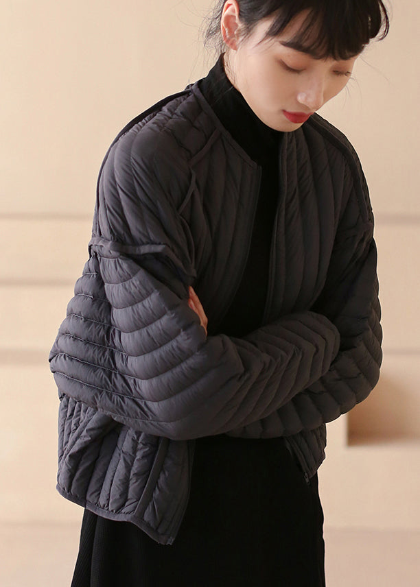 Black Zip Up Warm Duck Down Puffer Coat Winter