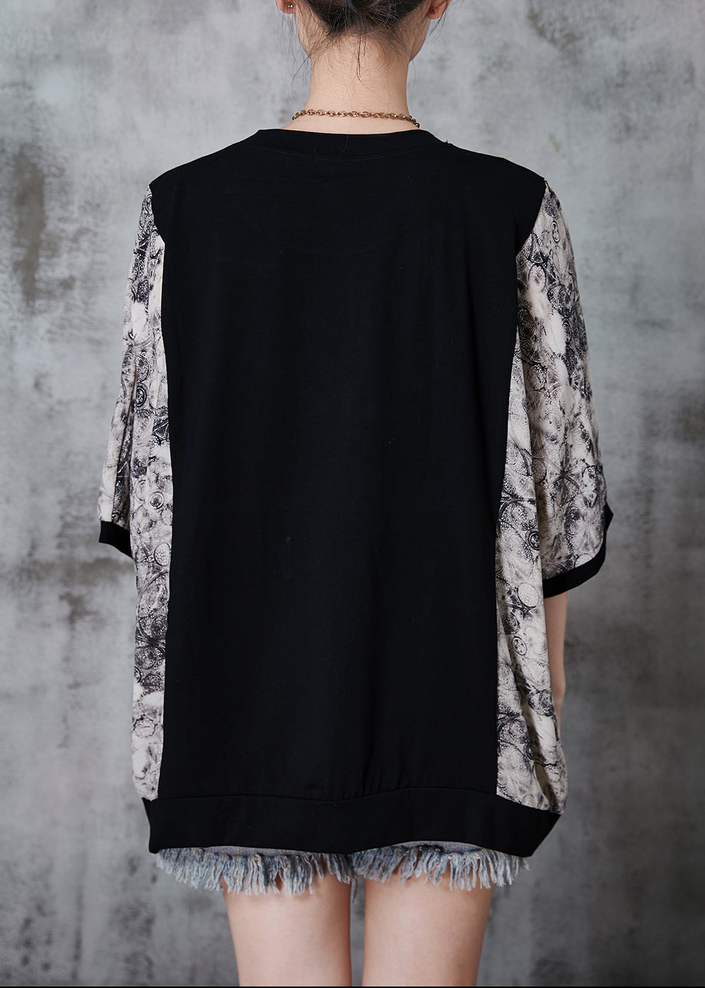 Black Oversized Patchwork Cotton Tanks Summer