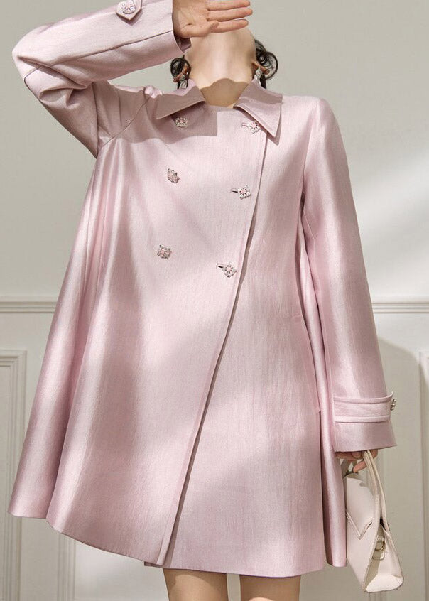 Pink Peter Pan Collar Button Coats Spring