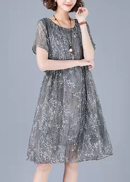 Pink Embroidery Chiffon Dress Patchwork Half Sleeve Two Piece Set Clothing