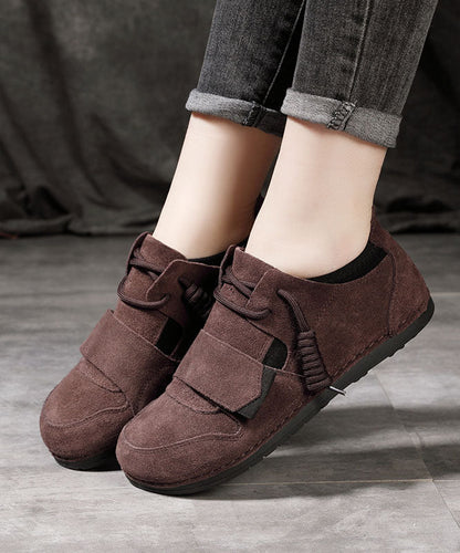 Comfy Flat Shoes for Grey Cowhide Leather