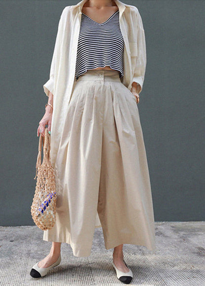 Beige Peter Pan Collar Pockets Button Lengthen Coat Long Sleeve
