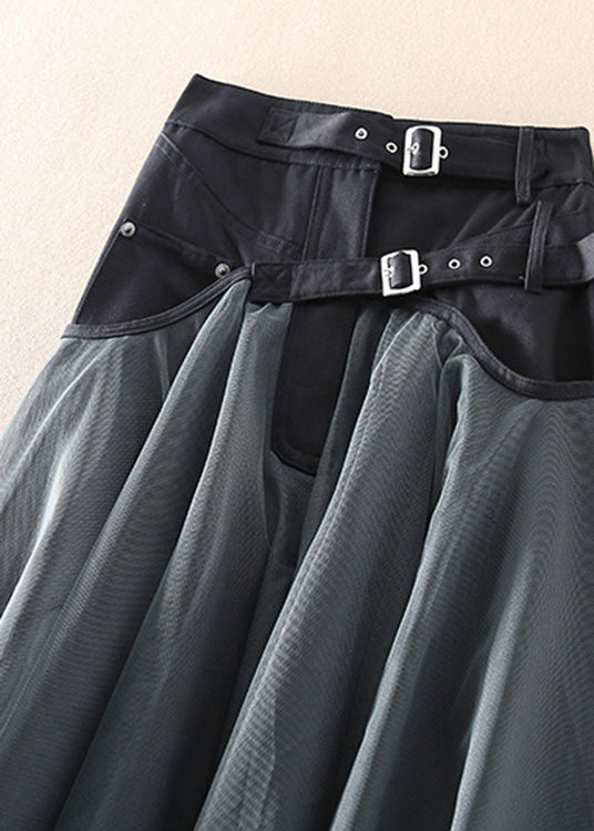 French Grey Patchwork Tulle Skirts Spring