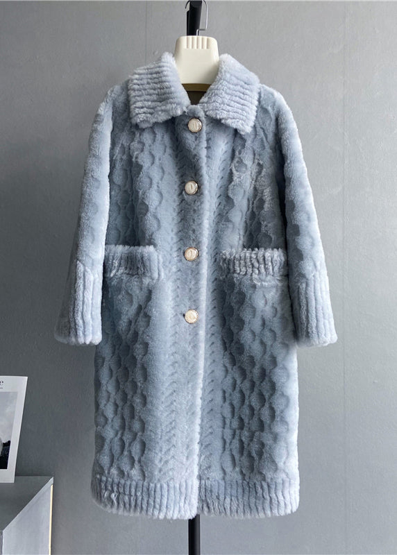 White Peter Pan Collar Pockets Woolen Coat Winter