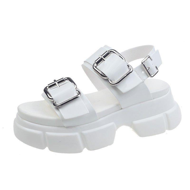 Platform White Hiking Sandals Buckle Strap Platform Best Sandals for Walking