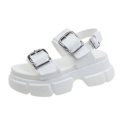 Platform White Hiking Sandals Buckle Strap Platform Best Sandals for Walking