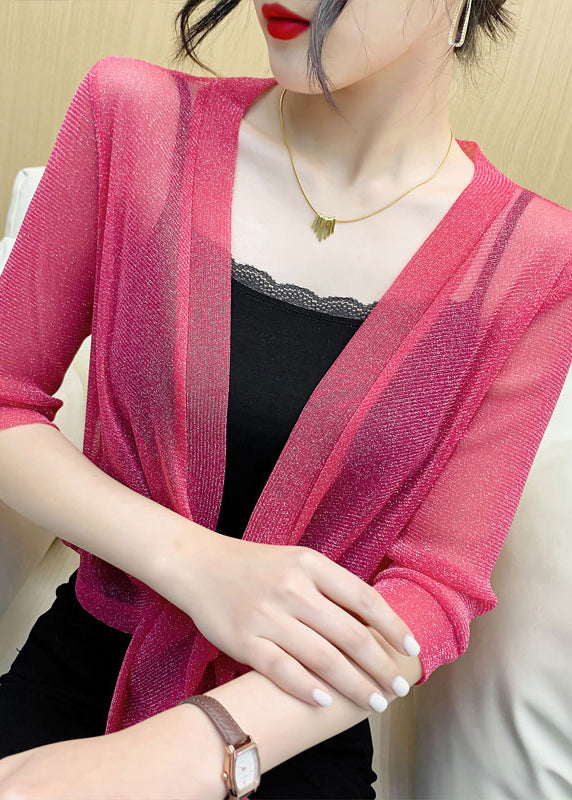 Loose Rose Lace Up Tulle Cardigan Half Sleeve