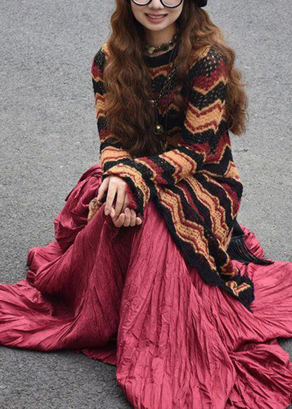Striped Knit Dress and Skirts Cotton Knit Sets 2 Pieces Fall