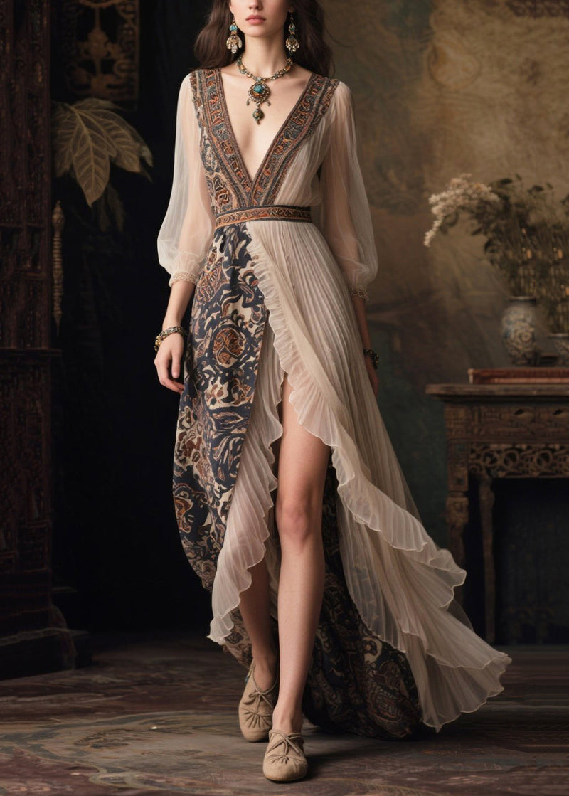 Asymmetrical Side Open Chiffon Dinner Dresses Summer