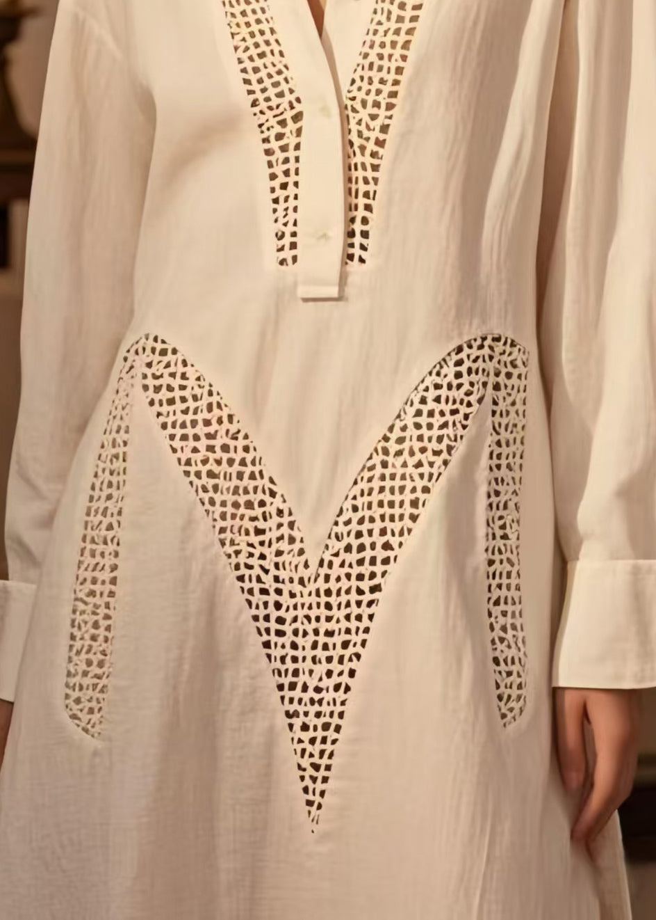 White Hollow Out Cotton Maxi Dresses Spring