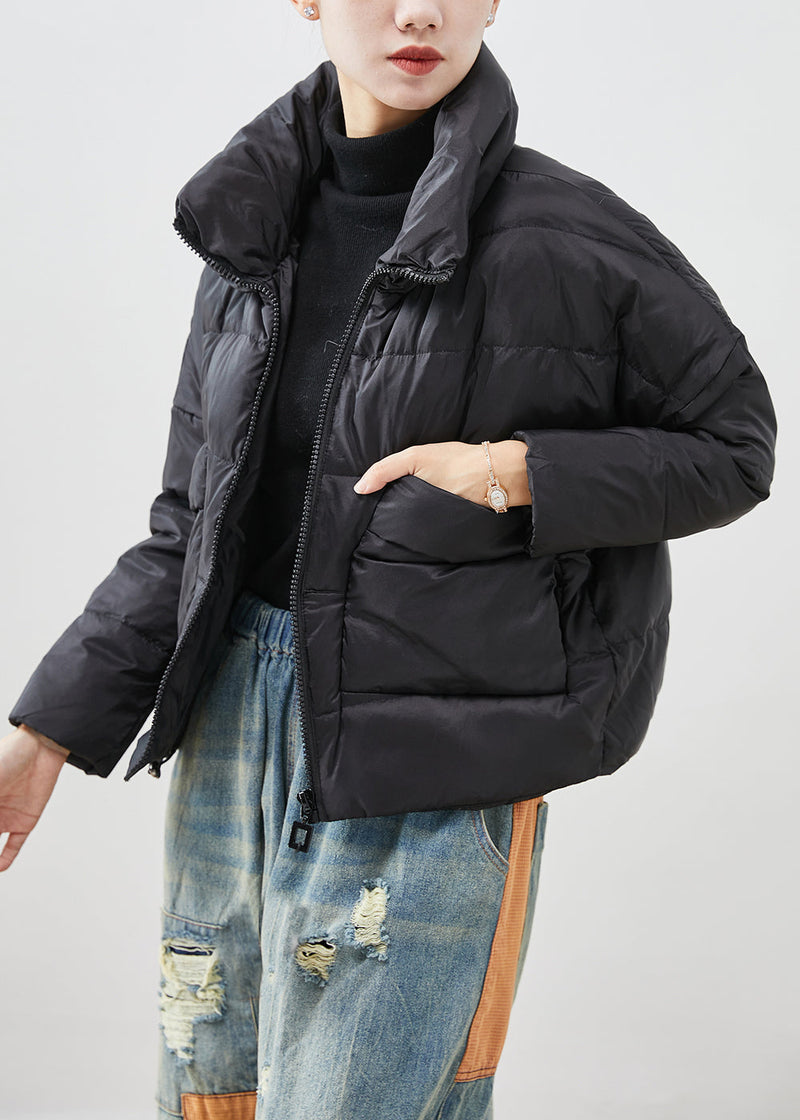 Black Oversized Pockets Duck Down Jackets Winter