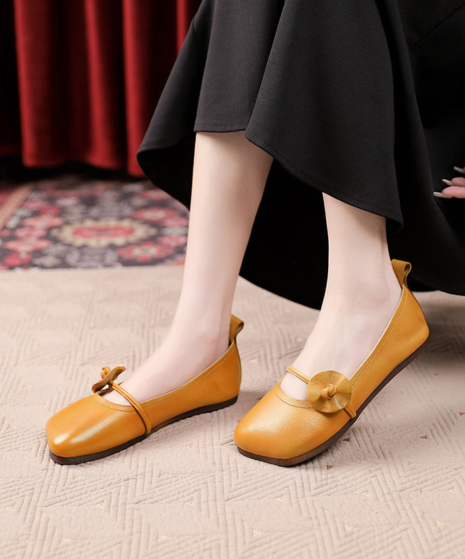 Square Toe Handmade Green Soft Flat Shoes