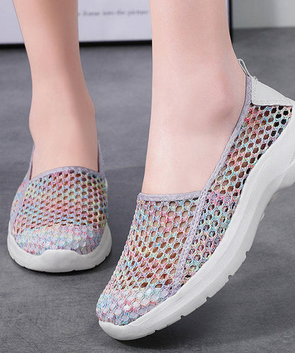 Soft Multicolour Hollow Out Flat Shoes for Knit Fabric