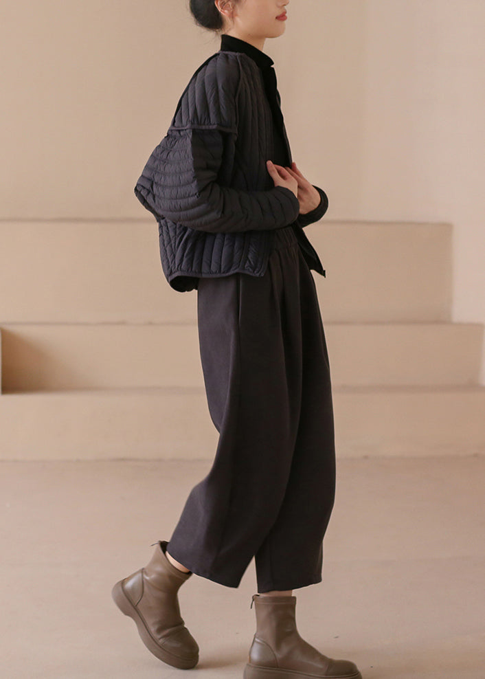 Black Zip Up Warm Duck Down Puffer Coat Winter