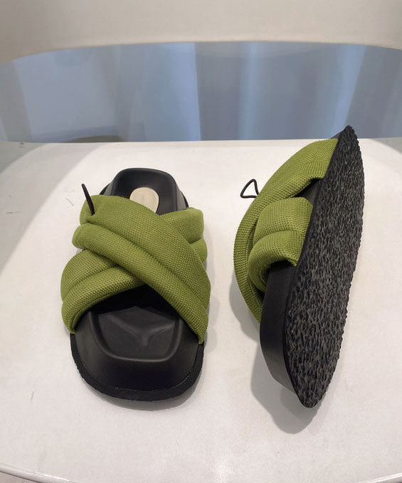 Splicing Platform Green Breathable Mesh Slide Sandals