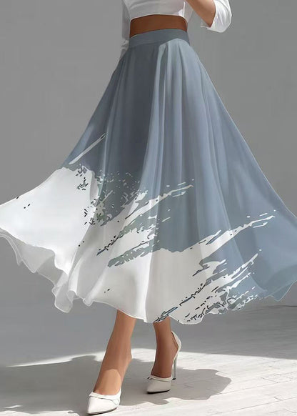 Mixed Color Exra Large Hem Draping Chiffon Skirts Summer