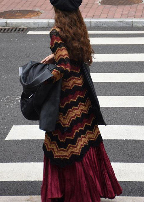 Striped Knit Dress and Skirts Cotton Knit Sets 2 Pieces Fall