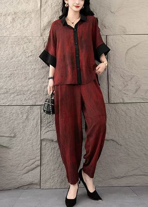 Fine Mulberry Oversized Patchwork Cotton Two Piece Set Clothing Summer