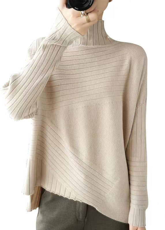 Blue Asymmetrical Knit Sweaters Spring
