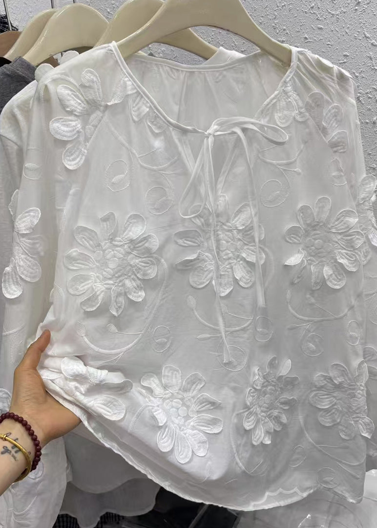 Original Design White O-neck Top Fall