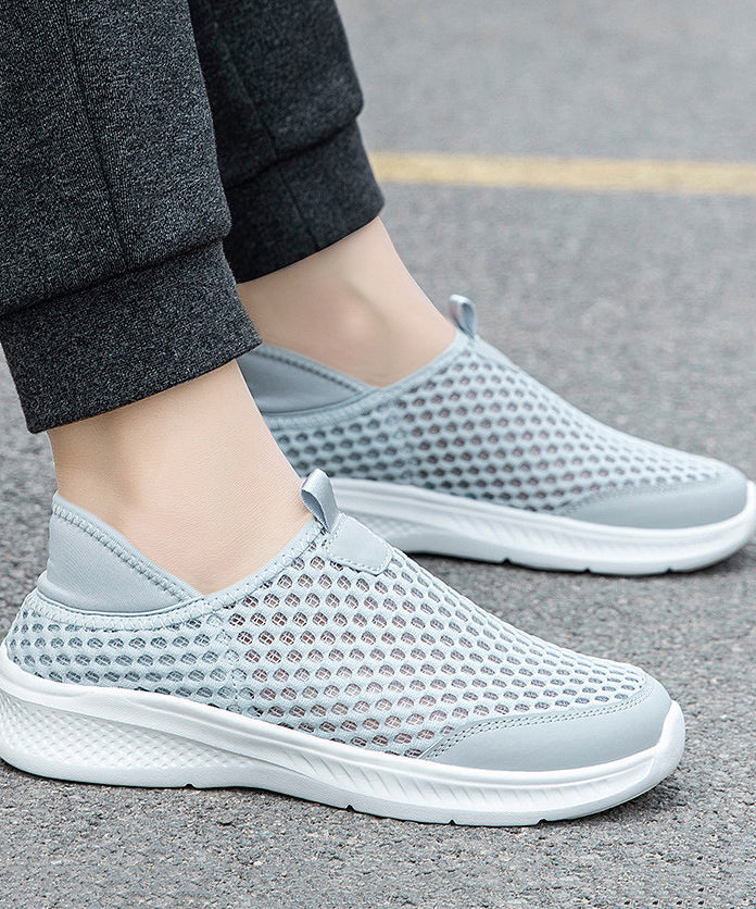 Black Flats Knit Fabric Hollow Out Flat Feet Shoes