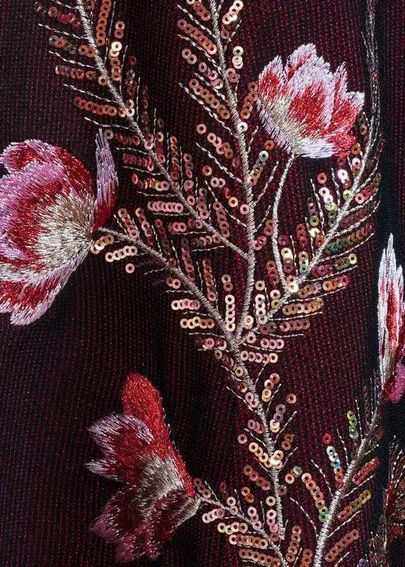 Purple Embroideried Sequins Cotton Long Dress Spring